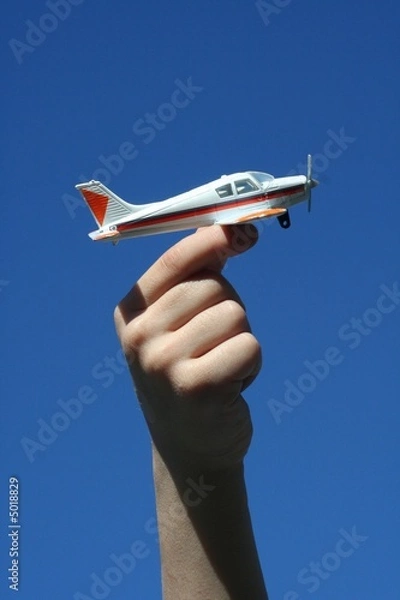 Obraz boy holding toy airplane