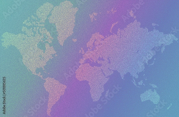 Obraz Holographic polka dot textured world map