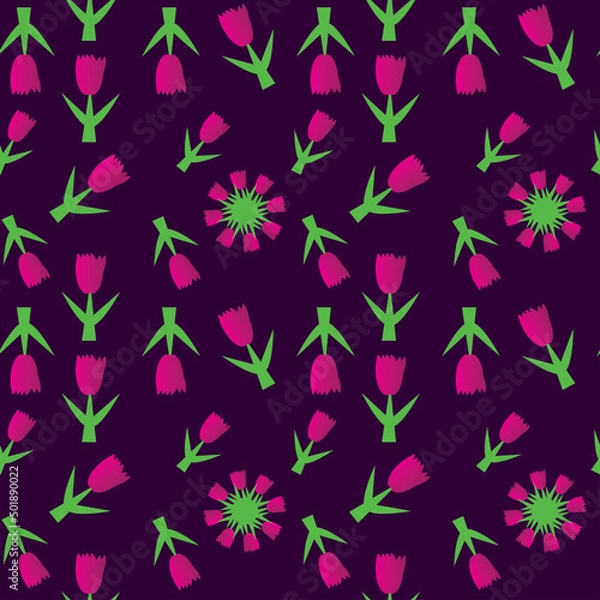 Fototapeta Seamless pattern with flowers