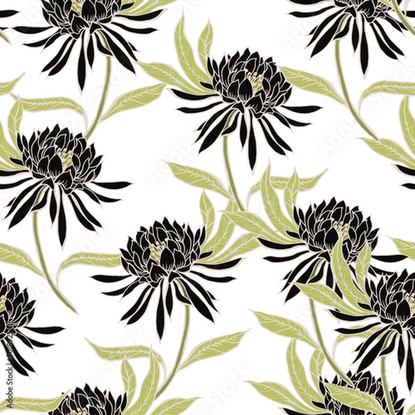 Fototapeta Beautiful pattern with flowers and leaf.Floral vector illustration. 
