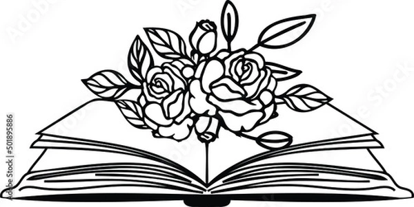 Obraz Floral Book Reading Vector Illustration File