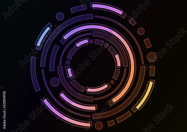 Obraz rainbow abstract circle background, digital overlap layer line, simple technology design template, vector illustration