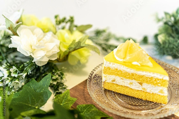 Fototapeta 夏みかんのショートケーキ