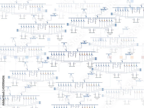 Obraz Electric wiring diagram for power transformers