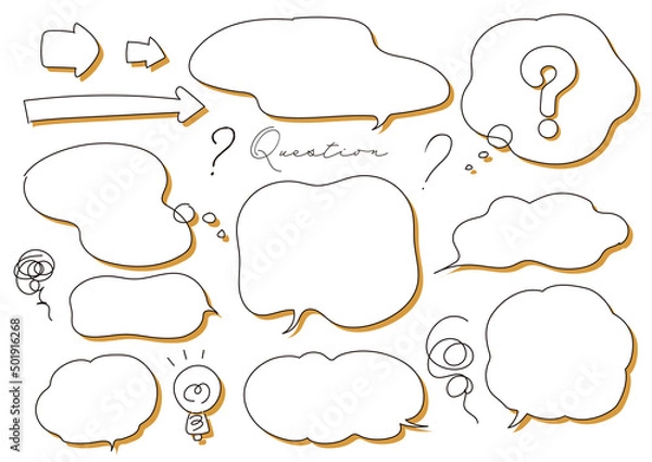 Obraz 大人っぽいシンプルな線と影のついた吹き出しセット