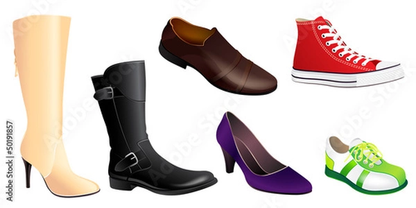 Fototapeta Set of Realistic Shoes in Vector