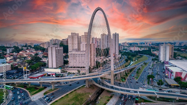 Fototapeta Aerial view of the cable-stayed bridge in São José dos Campos
