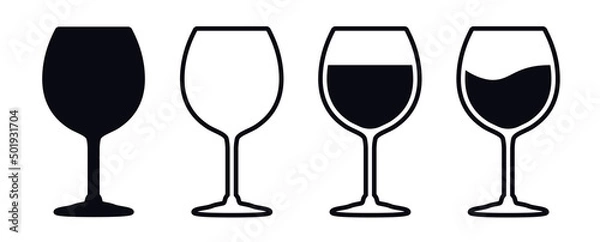 Obraz Different filled wine glasses vector icon set