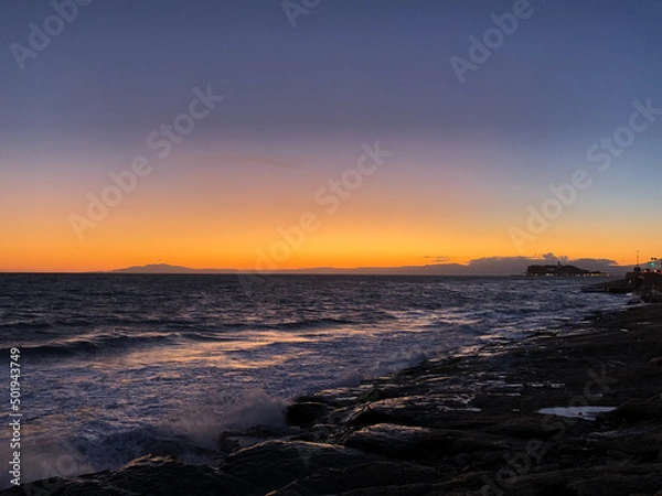 Obraz 夕焼けに沈む富士山