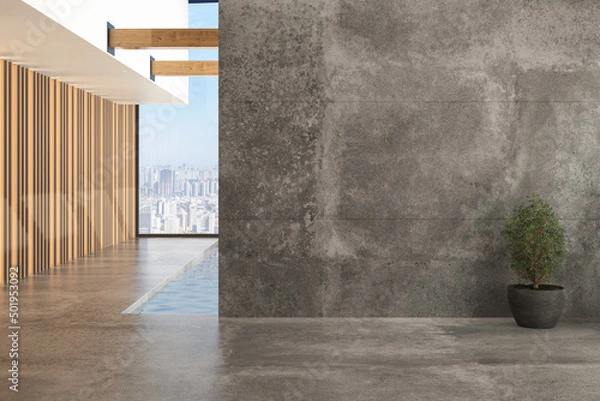 Fototapeta 3D rendering of home interior without furniture. 3D Rendering
