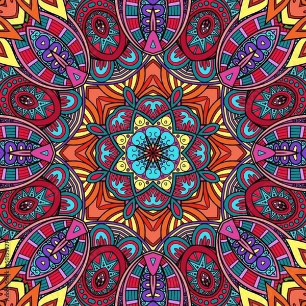 Fototapeta Colorful Mandala Flowers Pattern Boho Symmetrical 856