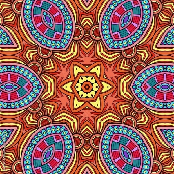 Fototapeta Colorful Mandala Flowers Pattern Boho Symmetrical 582