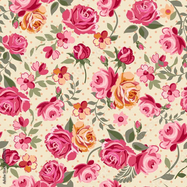 Obraz classic vector roses seamless background