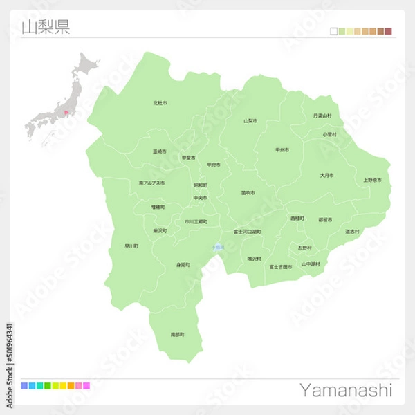 Fototapeta 山梨県の地図・Yamanashi Map