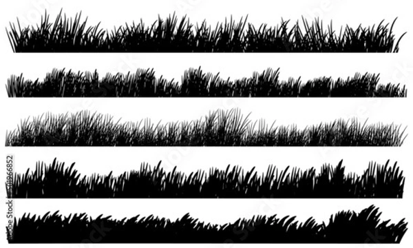 Fototapeta grass border, grass silhouettes set