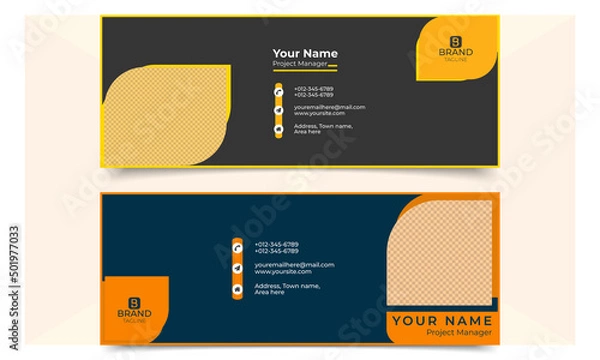 Fototapeta Business electronics email signature with an author photo place modern and creative layout. Email signature template banner design or email footer and personal social media cover template.