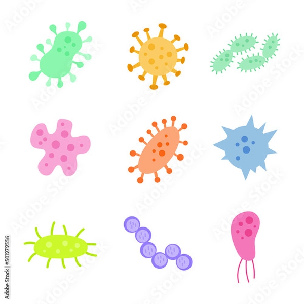 Fototapeta Virus and bacteria vector collection bundle set