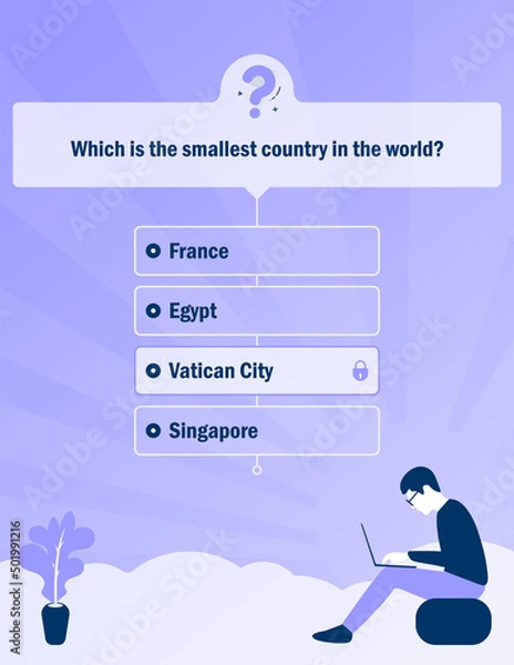 Fototapeta Quiz, Exam, Social media quiz game template & background, Question, Objective question for team building activities, Assessment