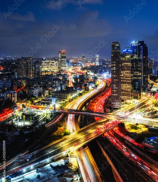 Fototapeta Night view of Tel-Aviv - Israel