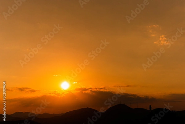 Fototapeta 万葉の岬から望む夕日