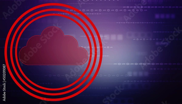 Obraz 2d illustration of Cloud computing, Digital Cloud computing Concept background. Cyber technology, internet data storage, database and data server concept