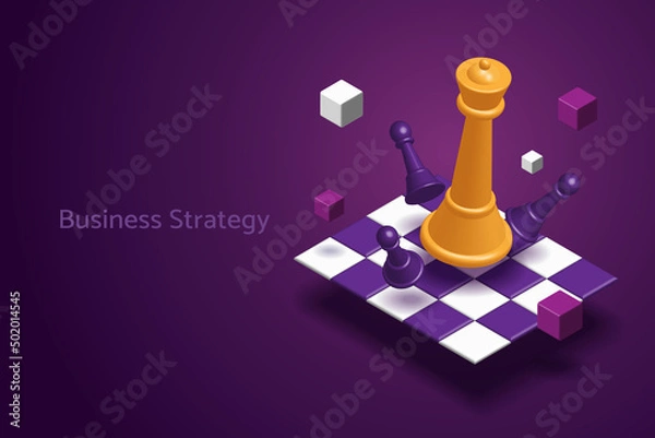 Obraz Chess and chessboard on a purple background.