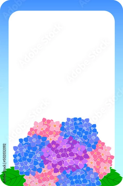 Fototapeta 紫陽花の花と白いコピースペースのイラスト