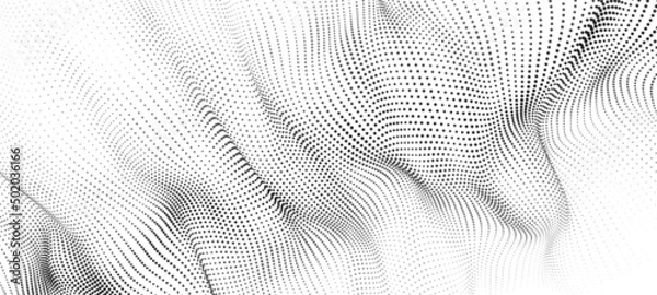 Obraz Abstract white background of moving dots. Vector 3d illustration.