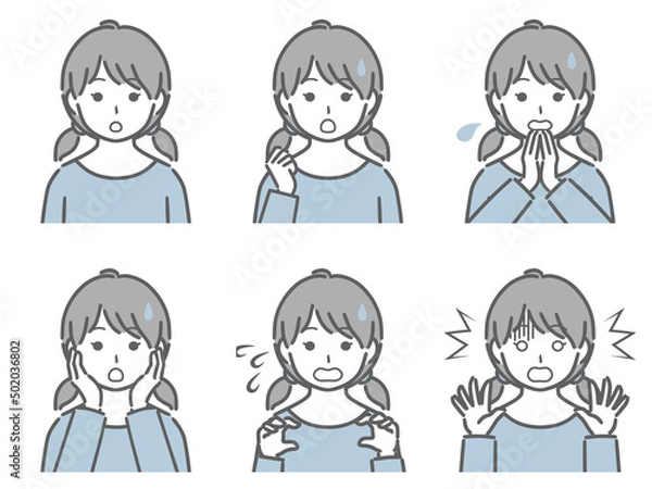 Fototapeta 驚く表情の強弱　私服の女の子