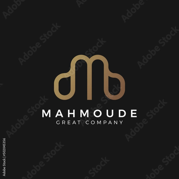 Obraz Letter M Line Logo Design. Initial M Abstract Monogram Logo Identity for Branding, Business, Appare, Fasion, Jewellery and Luxury Brand
