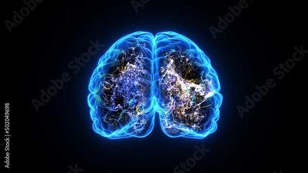 Obraz 3d Rendering of a human brain electrical activity