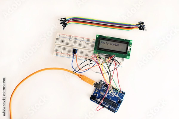 Obraz electronic circuit of their arduino board and LSD display