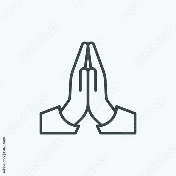 Fototapeta Pray icon vector. Hands folded in prayer line icon. Outline hands folded in prayer vector icon. Designed for web and app design interfaces.