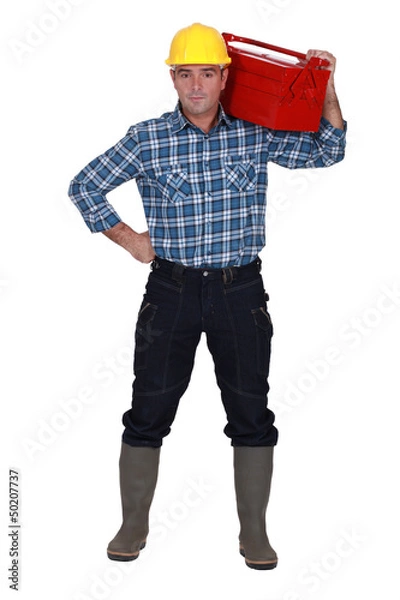 Fototapeta Workman with a tool box