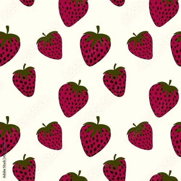 Fototapeta Fruit seamless strawberry pattern for fabrics and textiles and packaging and gifts and cards and linens