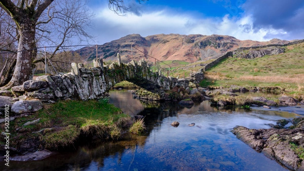 Obraz Spring light on Slater Bridge in the Little Langdale, Lake District National Park