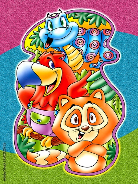 Obraz cute cartoon animals