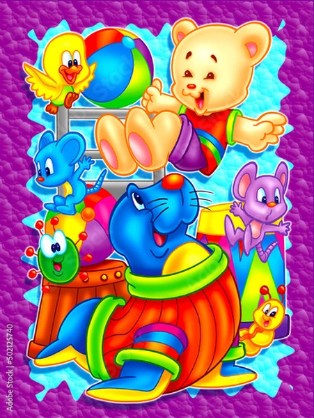Obraz cute cartoon animals