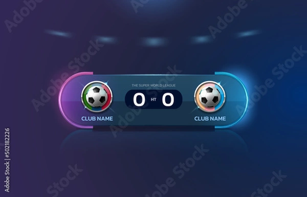 Obraz soccer football stadium spotlight and scoreboard background with glitter light
