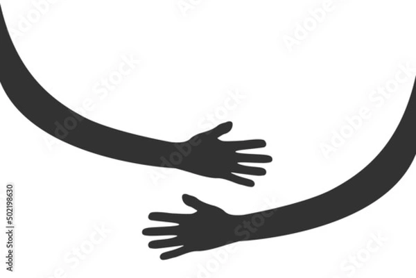 Fototapeta Hugging hands icon. Hand hugs. Faith in unity. A unique relationship developed. Vector.