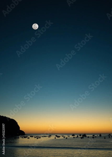 Obraz Sunset bay with moon
