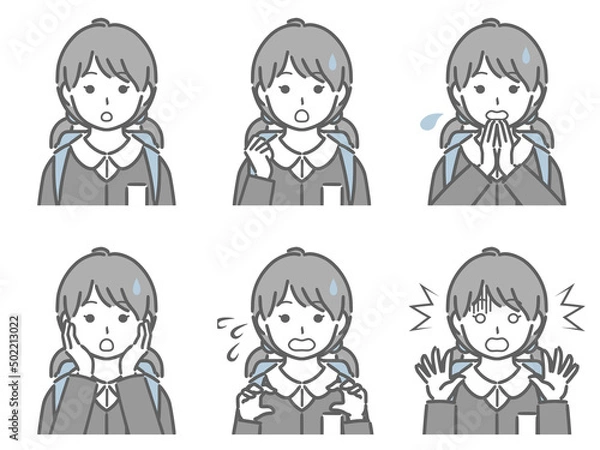 Fototapeta 驚く表情の強弱　小学生女子