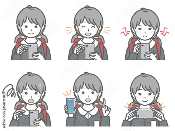 Fototapeta スマホを操作する小学生女子