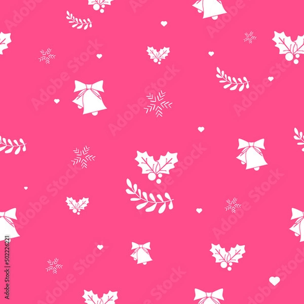 Obraz Flat Christmas seamless pattern, Flat vector illustration