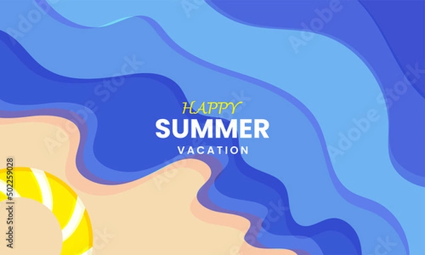 Obraz summer beach scenery illustration. vector background design
