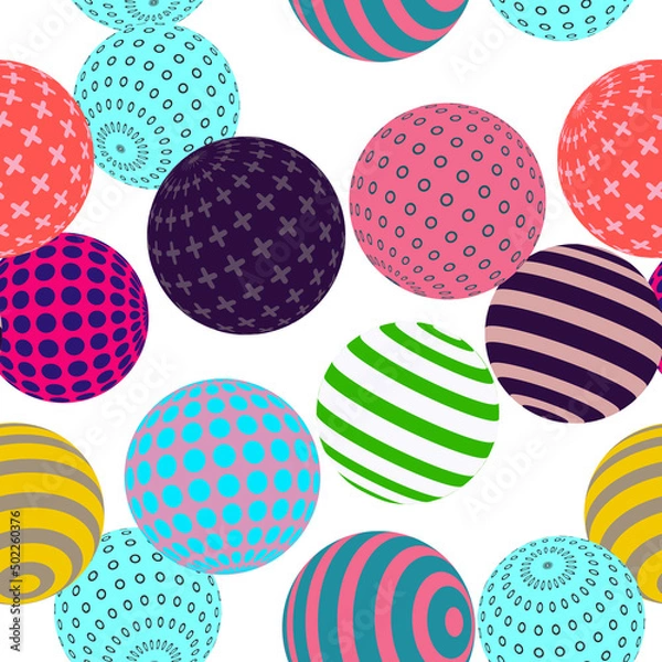 Fototapeta Retro 3d illustration of abstract balls, great design for any purpose. Modern poster for cover design. Vector seamless technology background. Background wall design.