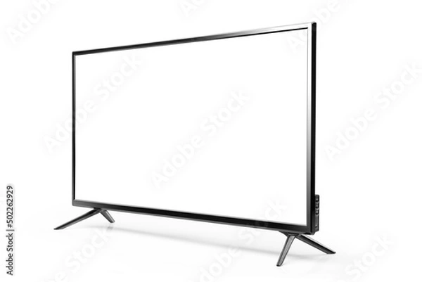 Obraz Black LED tv television screen blank isolated on white background