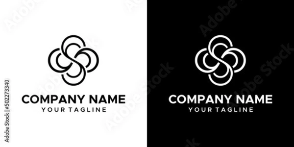 Fototapeta an S infinity themed graphic image, on a black and white background. vector graphics base.