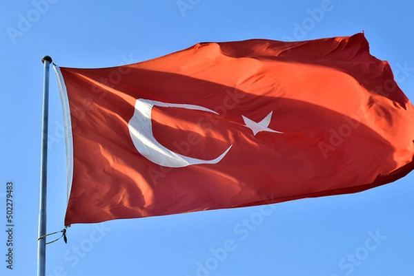 Obraz turkish flag on the wind