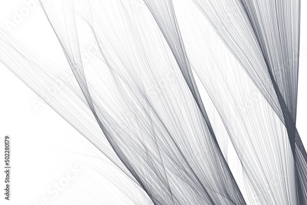 Fototapeta Smooth linear wave hair textures in futuristic technology style. Abstract particle emitter 3d background illustration